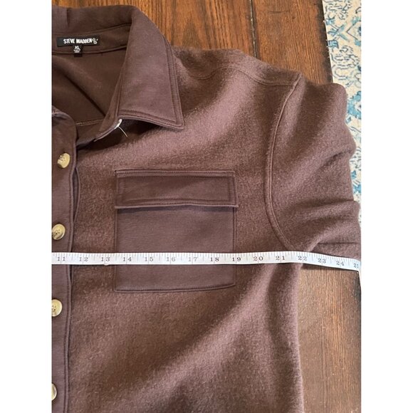 Steve Madden Brown Oversized Shacket Fleece Front Pockets Jacket Womens XL - Picture 7 of 8